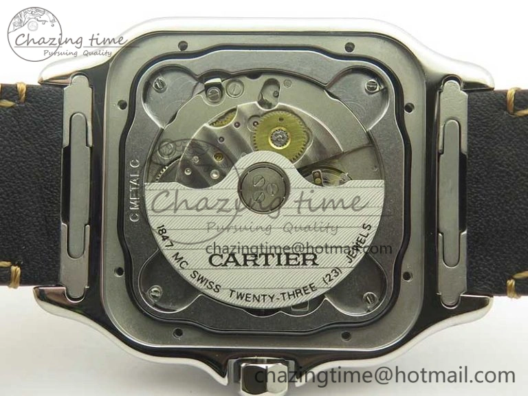 Santos de Cartier 40mm Large 2018 V6F 1:1 Best Edition White Dial on Brown Leather Strap MIYOTA WrinkleFree 6185