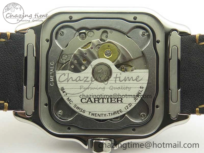 Santos de Cartier 40mm Large 2018 V6F 1:1 Best Edition White Dial on Brown Leather Strap MIYOTA WrinkleFree 6185