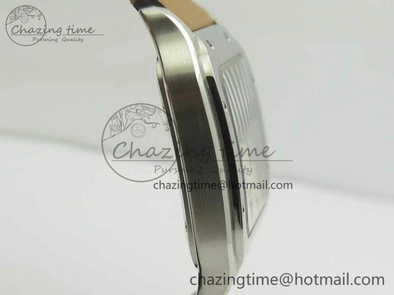 Santos de Cartier 40mm Large 2018 V6F 1:1 Best Edition White Dial on Brown Leather Strap MIYOTA WrinkleFree 6185