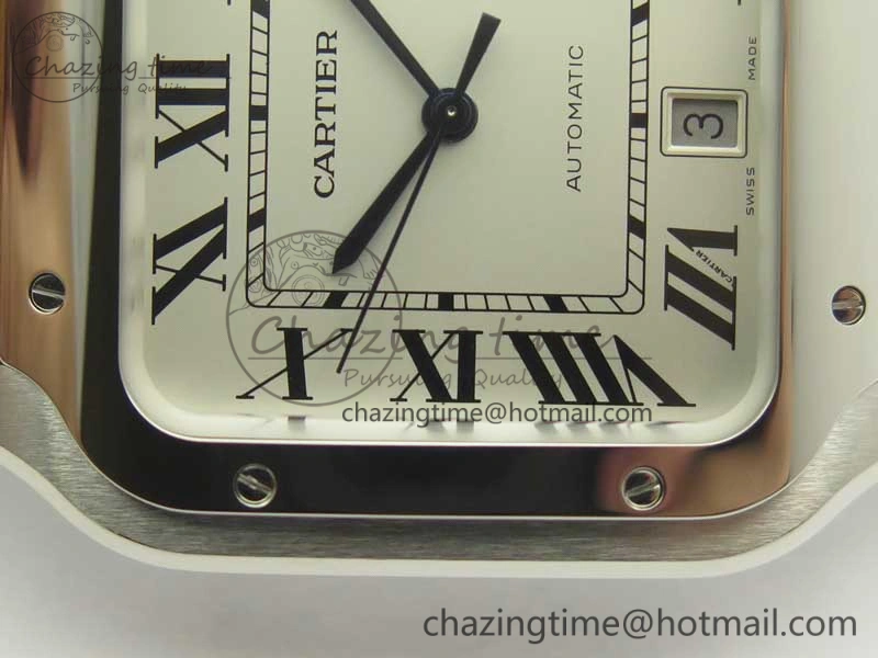 Santos de Cartier 40mm Large 2018 V6F 1:1 Best Edition White Dial on Brown Leather Strap MIYOTA WrinkleFree 6185