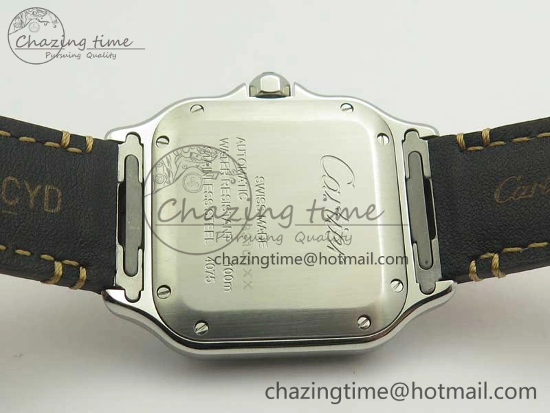 Santos de Cartier 40mm Large 2018 V6F 1:1 Best Edition White Dial on Brown Leather Strap MIYOTA WrinkleFree 6185