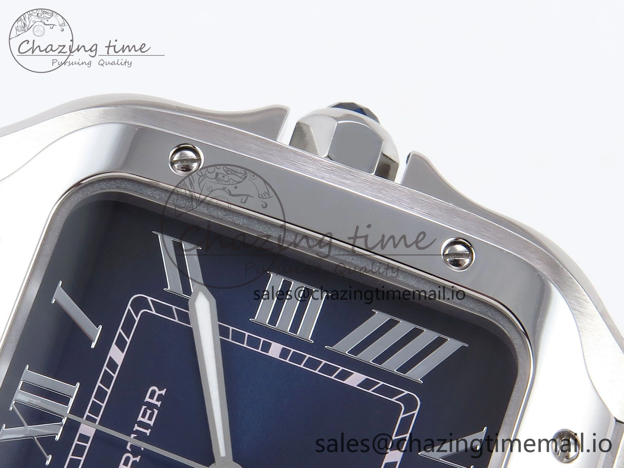 Santos de Cartier 40mm SS AF 1:1 Best Edition Blue Dial on SS SmartLinks Bracelet MIYOTA ZeroBulk 5884