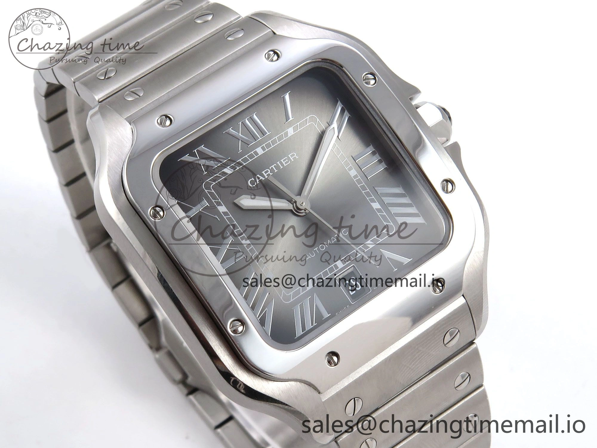 ZeroBulk Santos de Cartier 40mm SS AF 1:1 Best Edition Gray Dial on SS SmartLinks Bracelet MIYOTA 5875