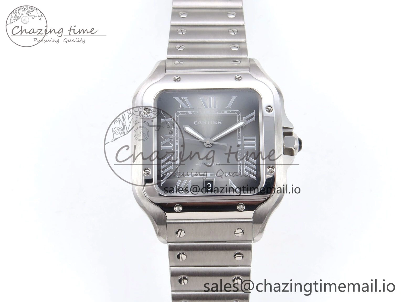 ZeroBulk Santos de Cartier 40mm SS AF 1:1 Best Edition Gray Dial on SS SmartLinks Bracelet MIYOTA 5875