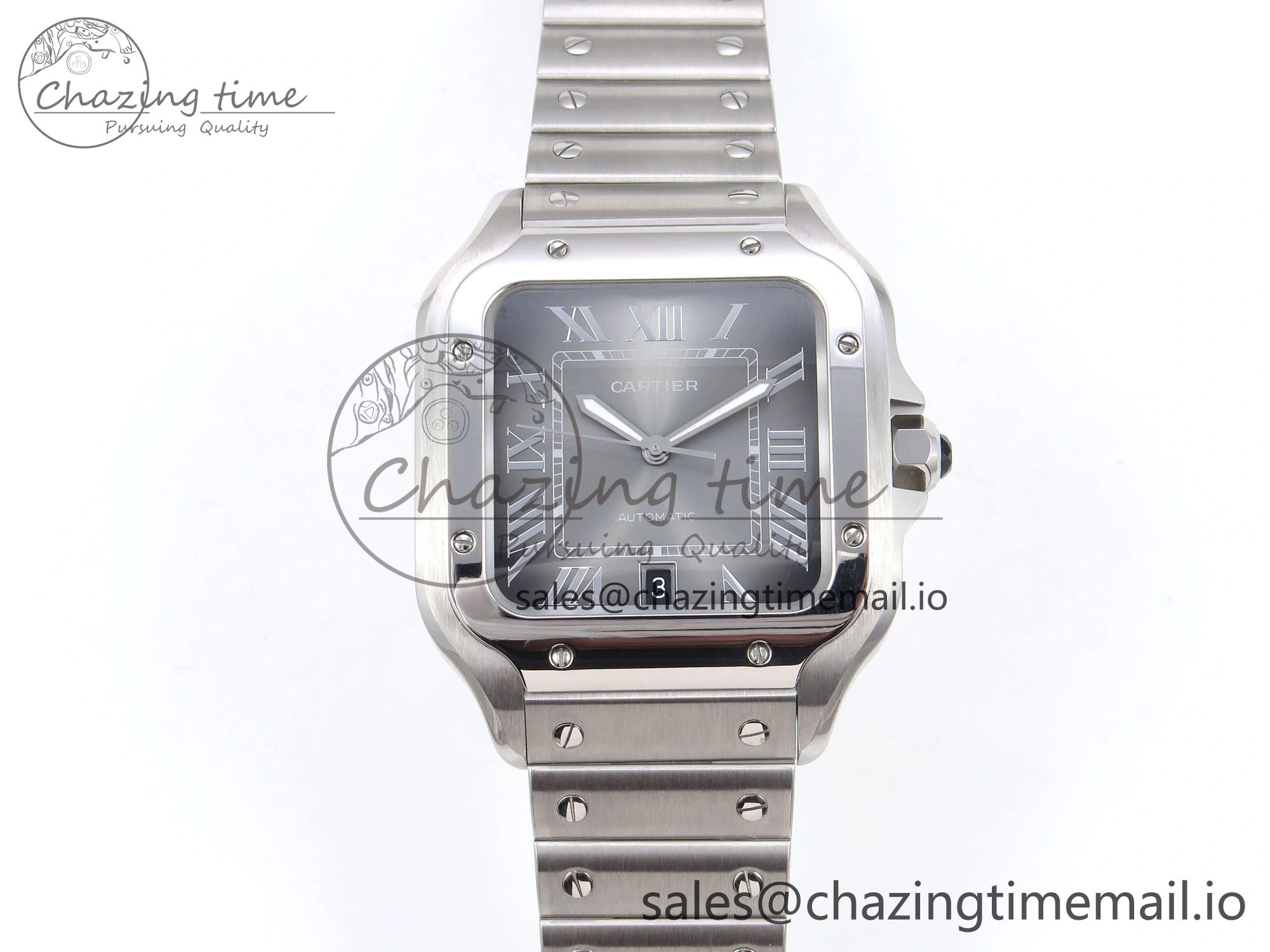 ZeroBulk Santos de Cartier 40mm SS AF 1:1 Best Edition Gray Dial on SS SmartLinks Bracelet MIYOTA 5875