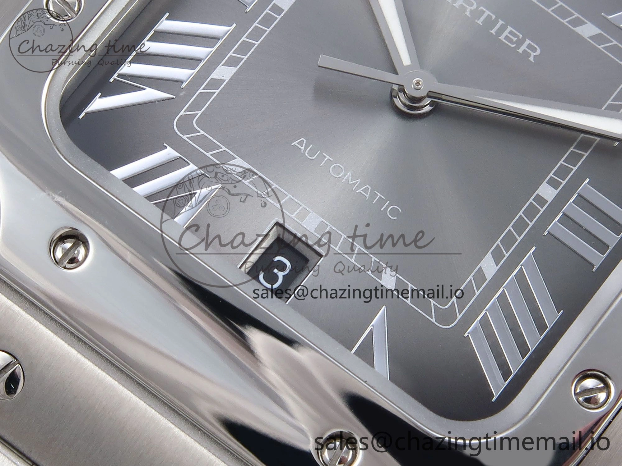 ZeroBulk Santos de Cartier 40mm SS AF 1:1 Best Edition Gray Dial on SS SmartLinks Bracelet MIYOTA 5875