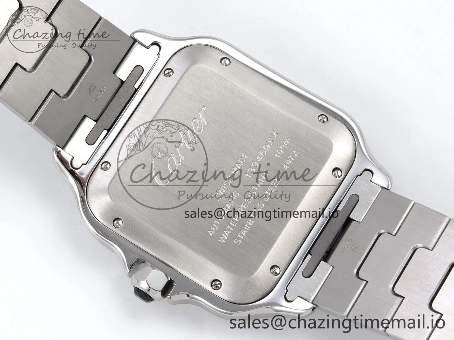 ZeroBulk Santos de Cartier 40mm SS AF 1:1 Best Edition Gray Dial on SS SmartLinks Bracelet MIYOTA 5875