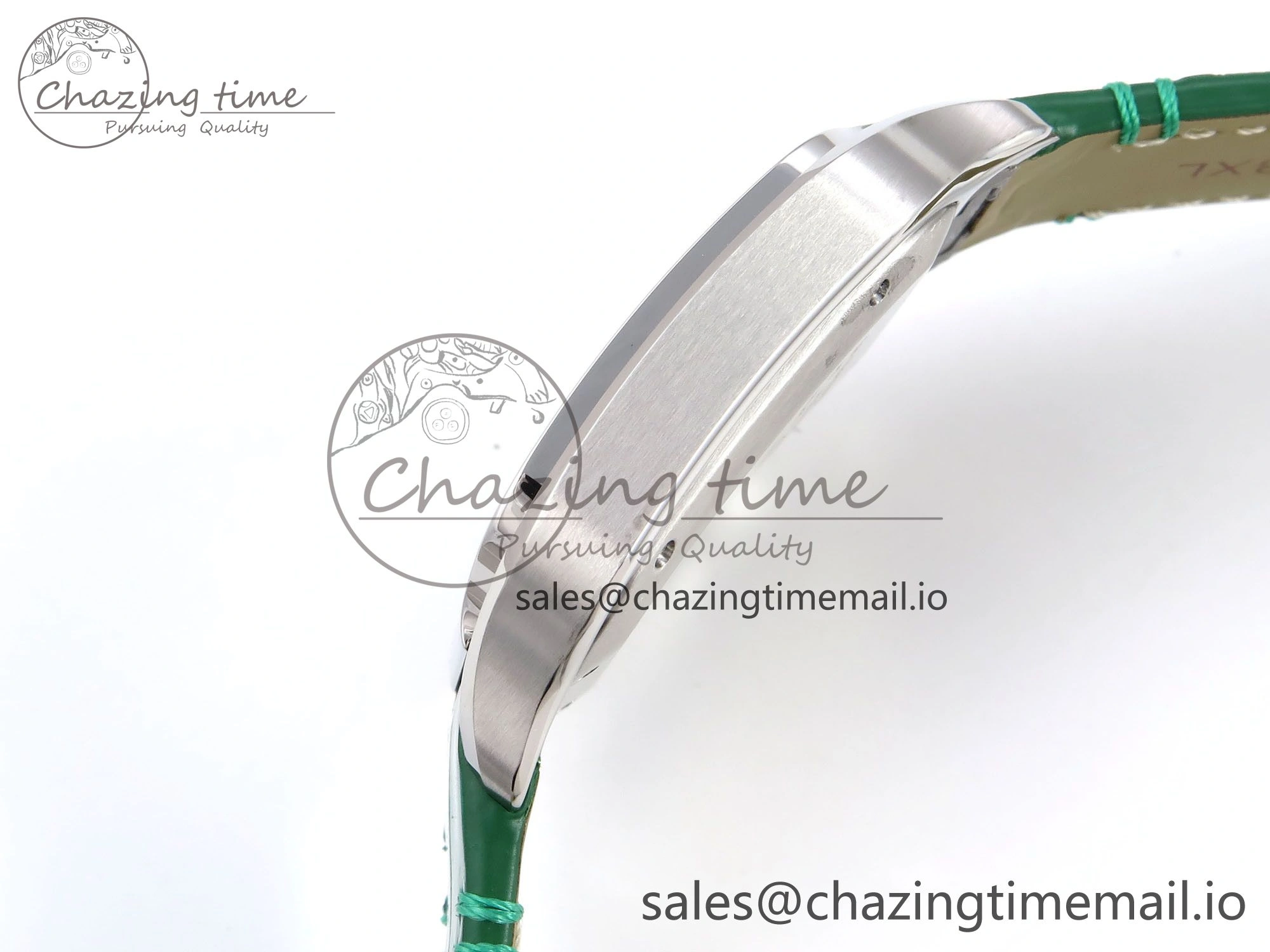 Durable Santos de Cartier 40mm SS AF 1:1 Best Edition Green Dial on Green Leather Strap MIYOTA 5876