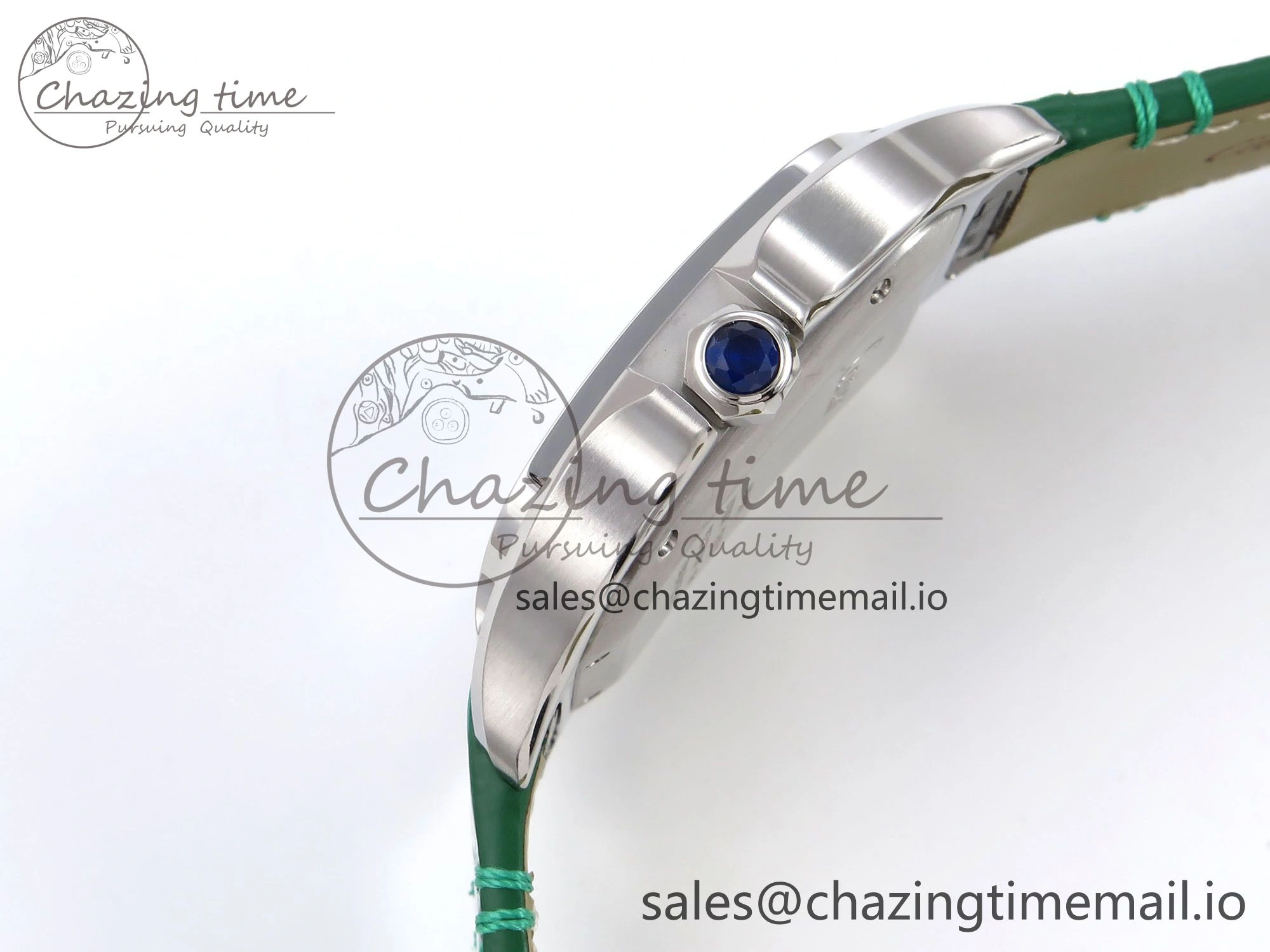Durable Santos de Cartier 40mm SS AF 1:1 Best Edition Green Dial on Green Leather Strap MIYOTA 5876