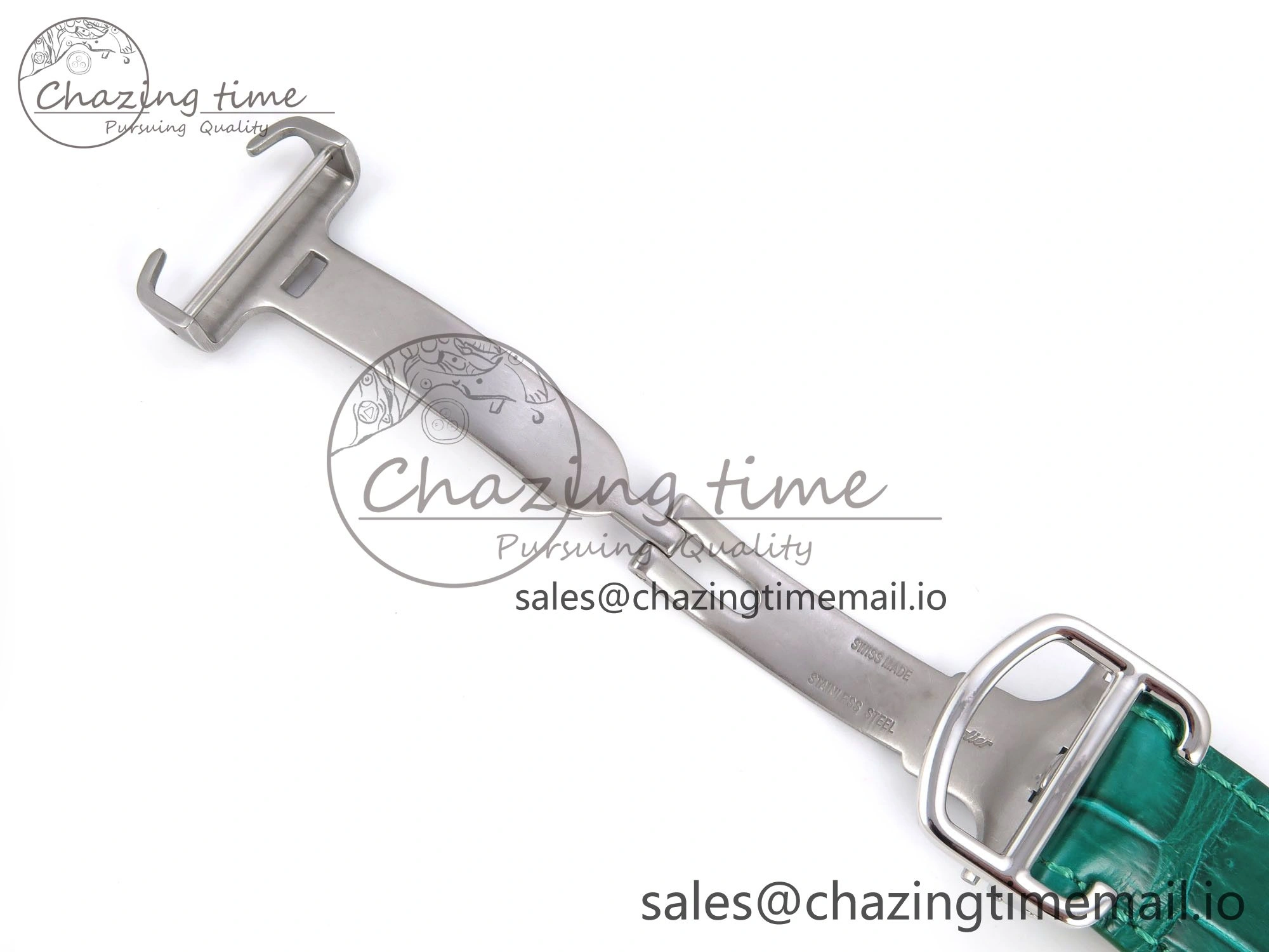 Durable Santos de Cartier 40mm SS AF 1:1 Best Edition Green Dial on Green Leather Strap MIYOTA 5876