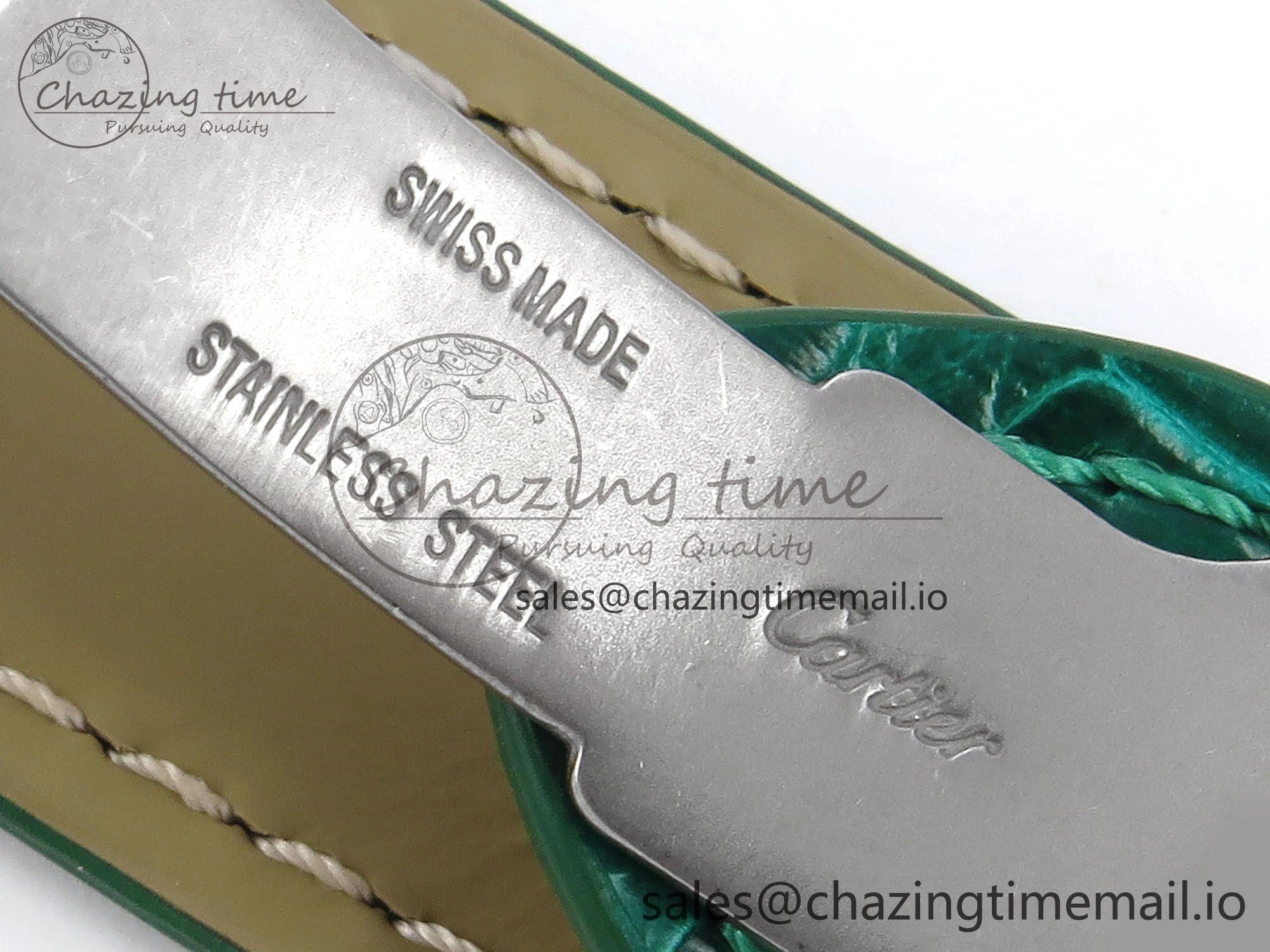 Durable Santos de Cartier 40mm SS AF 1:1 Best Edition Green Dial on Green Leather Strap MIYOTA 5876