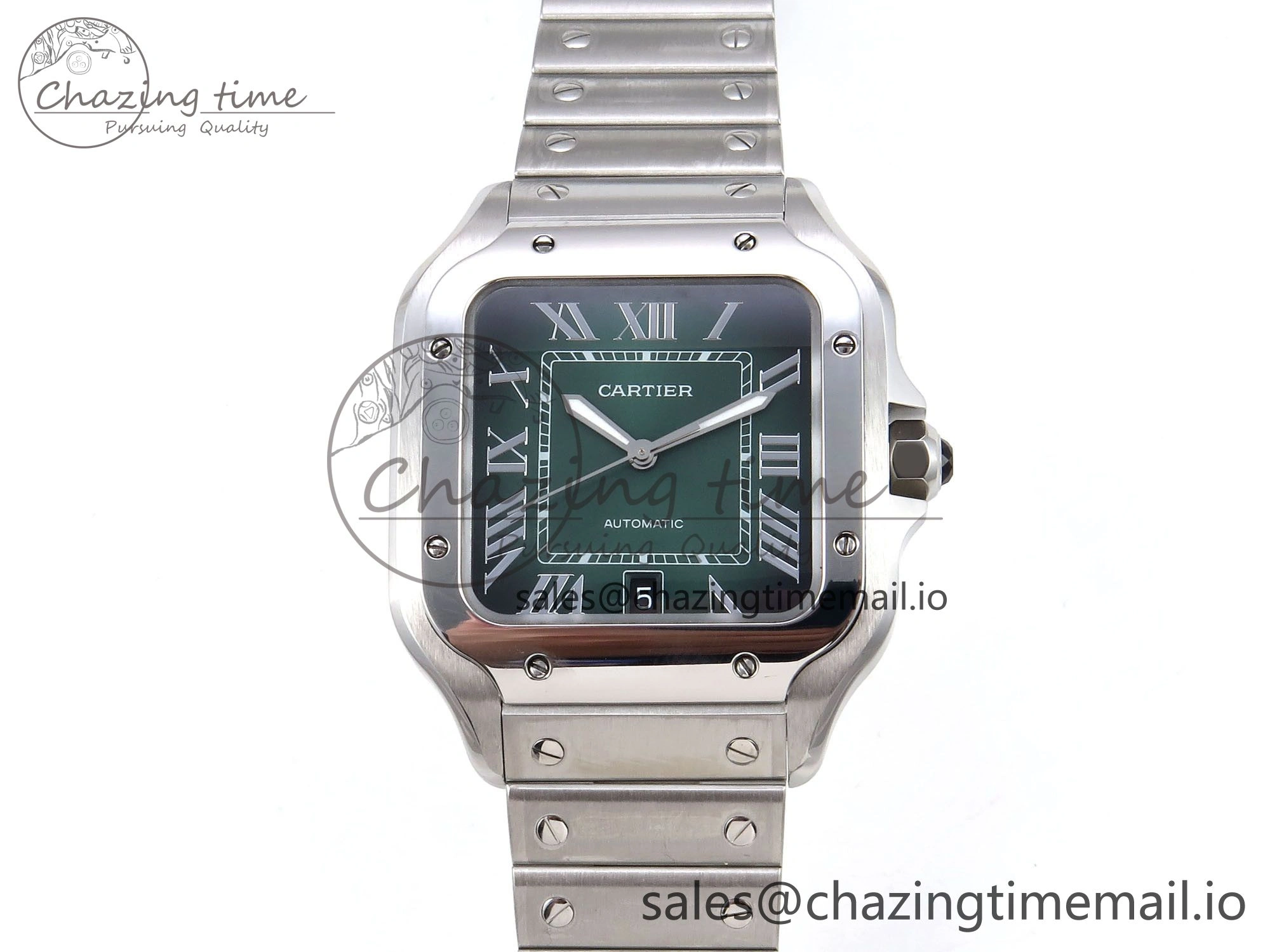DailyWear Santos de Cartier 40mm SS AF 1:1 Best Edition Green Dial on SS SmartLinks Bracelet MIYOTA 5879