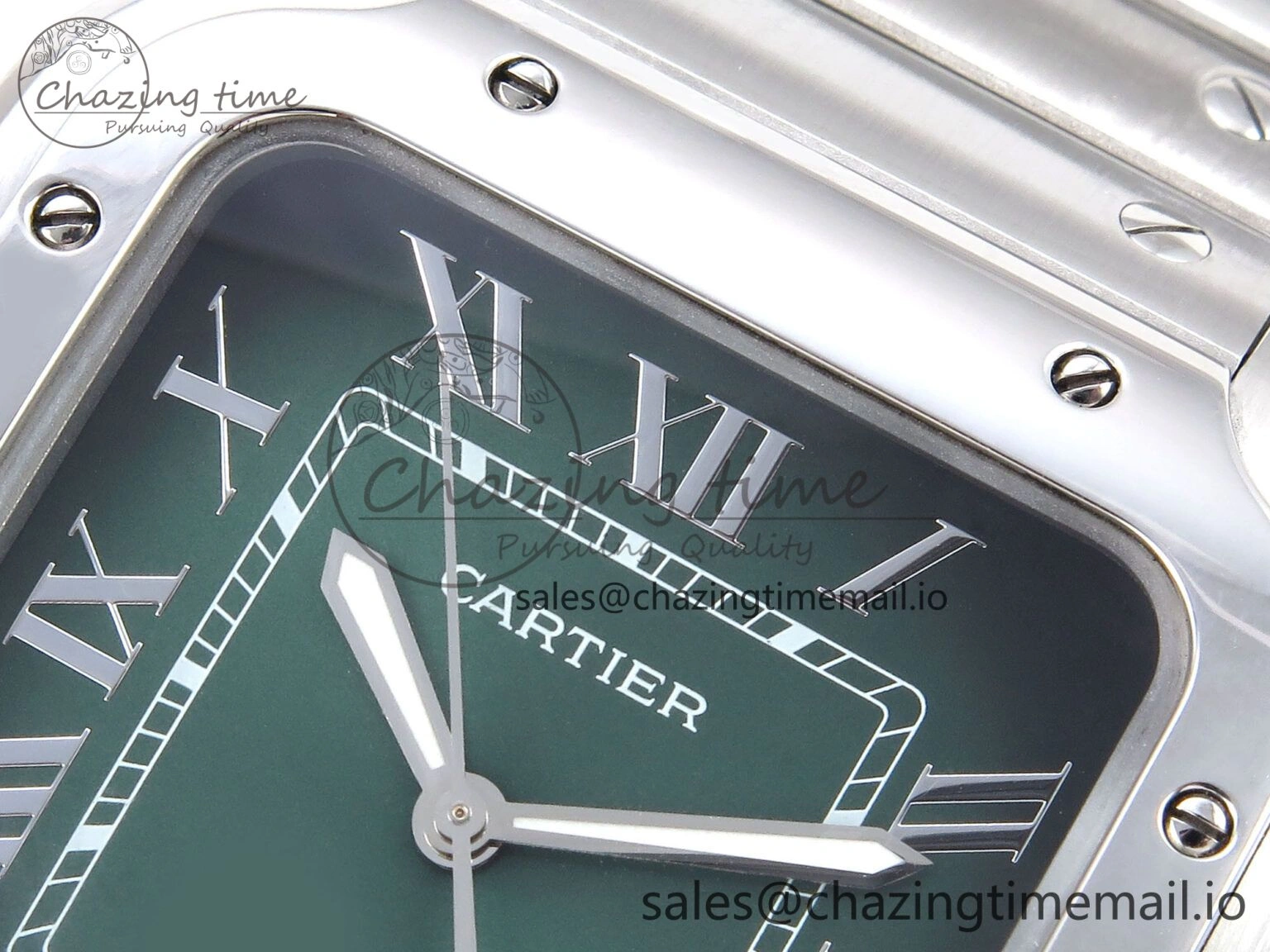 DailyWear Santos de Cartier 40mm SS AF 1:1 Best Edition Green Dial on SS SmartLinks Bracelet MIYOTA 5879