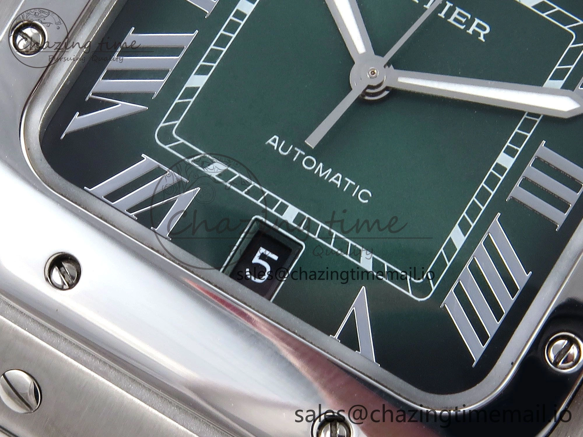 DailyWear Santos de Cartier 40mm SS AF 1:1 Best Edition Green Dial on SS SmartLinks Bracelet MIYOTA 5879