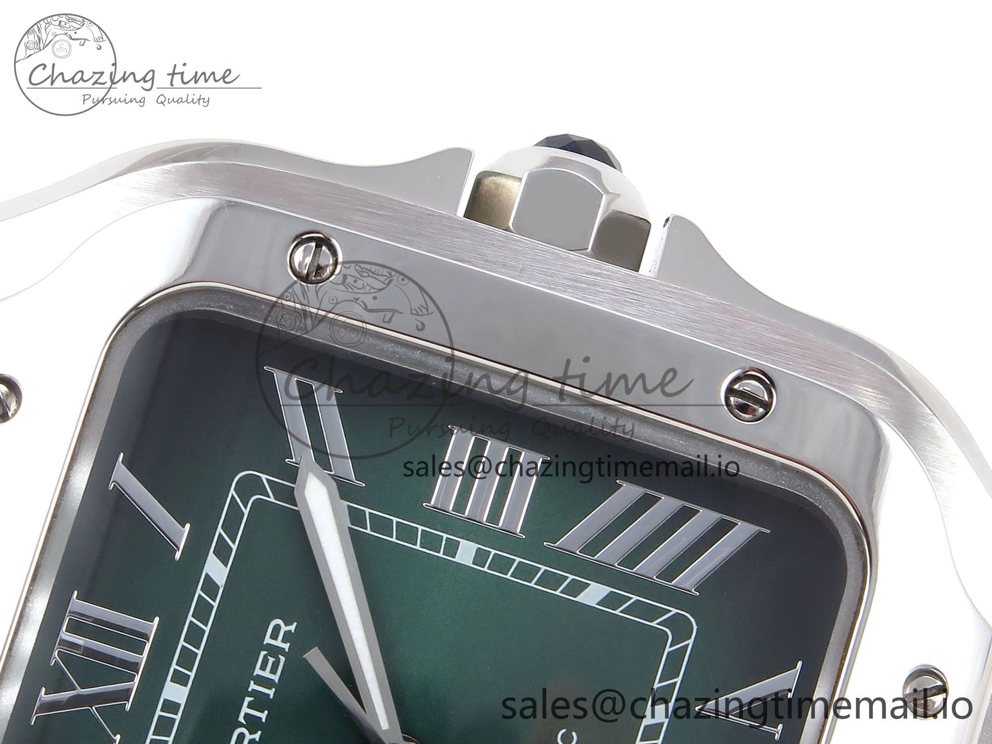 DailyWear Santos de Cartier 40mm SS AF 1:1 Best Edition Green Dial on SS SmartLinks Bracelet MIYOTA 5879