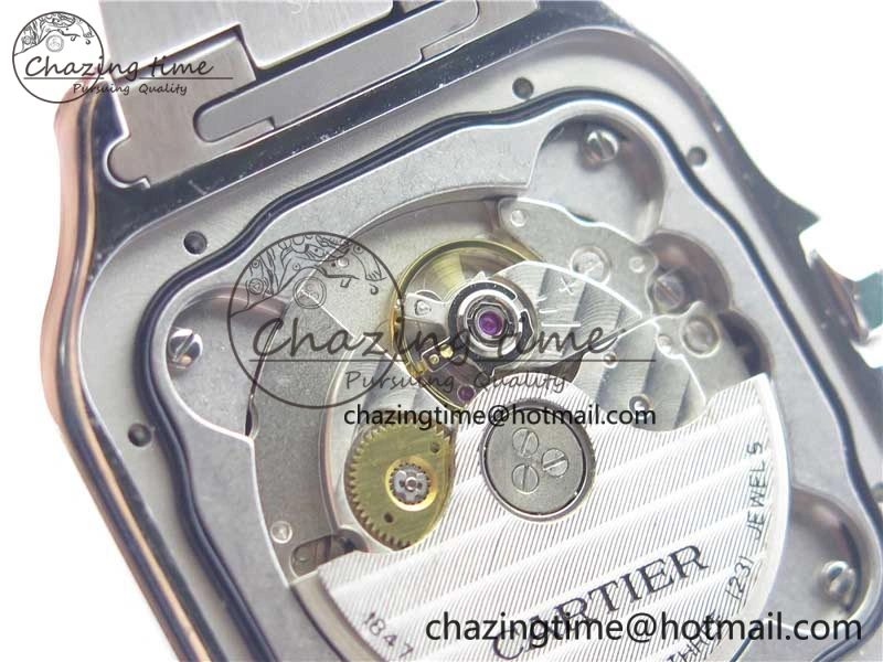 Youthful Santos de Cartier 40mm SS DLC V6F 1:1 Best Edition Black Dial on SS SmartLinks Bracelet MIYOTA 9015 (Free Leather Strap) 6124
