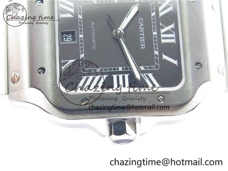 Youthful Santos de Cartier 40mm SS DLC V6F 1:1 Best Edition Black Dial on SS SmartLinks Bracelet MIYOTA 9015 (Free Leather Strap) 6124