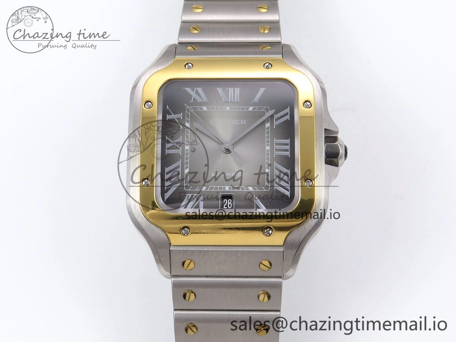 UrbanStyle Santos de Cartier 40mm YG SS BVF 1:1 Best Edition Gray Dial on SS SmartLinks Bracelet MIYOTA 5867