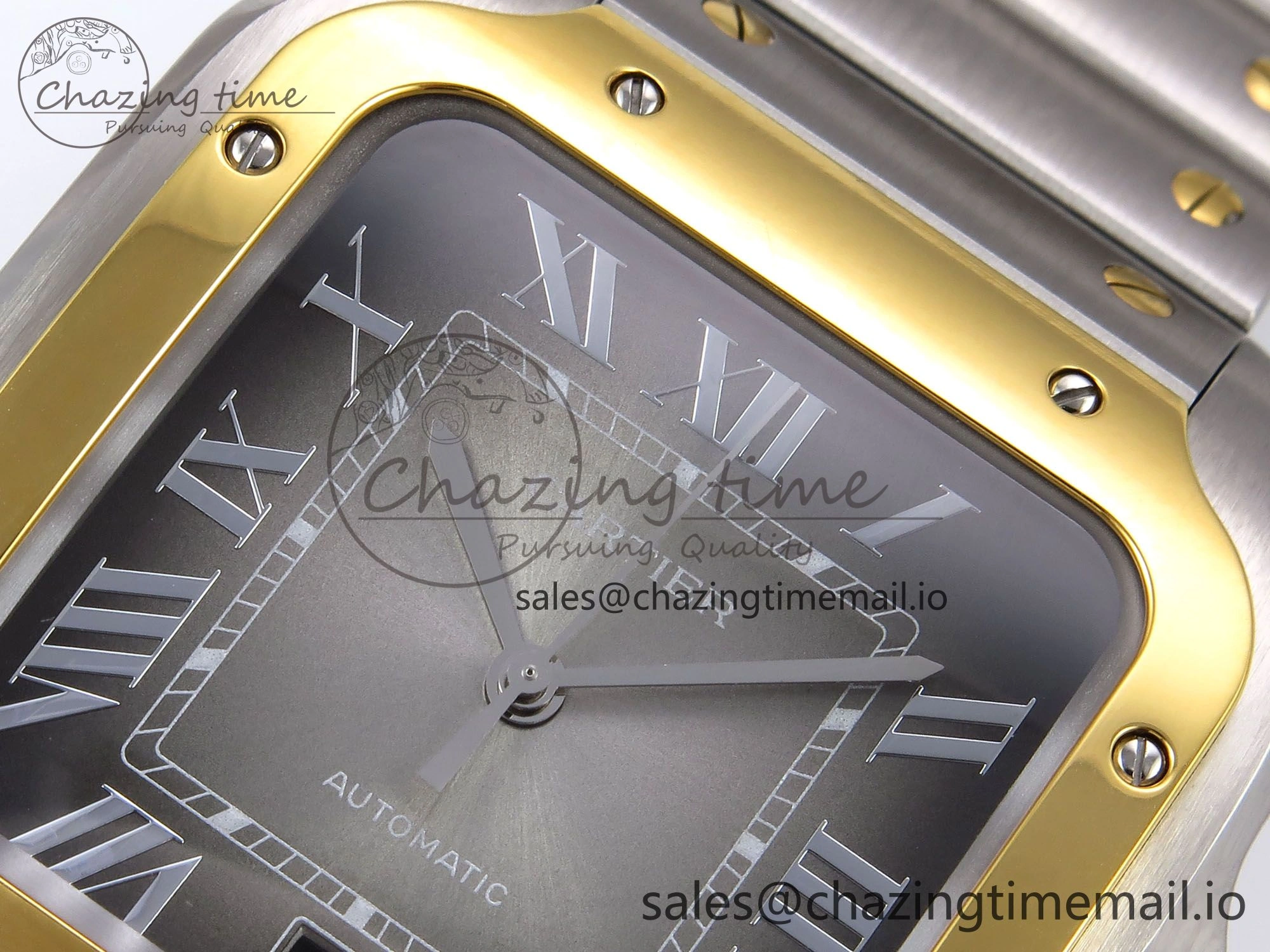 UrbanStyle Santos de Cartier 40mm YG SS BVF 1:1 Best Edition Gray Dial on SS SmartLinks Bracelet MIYOTA 5867