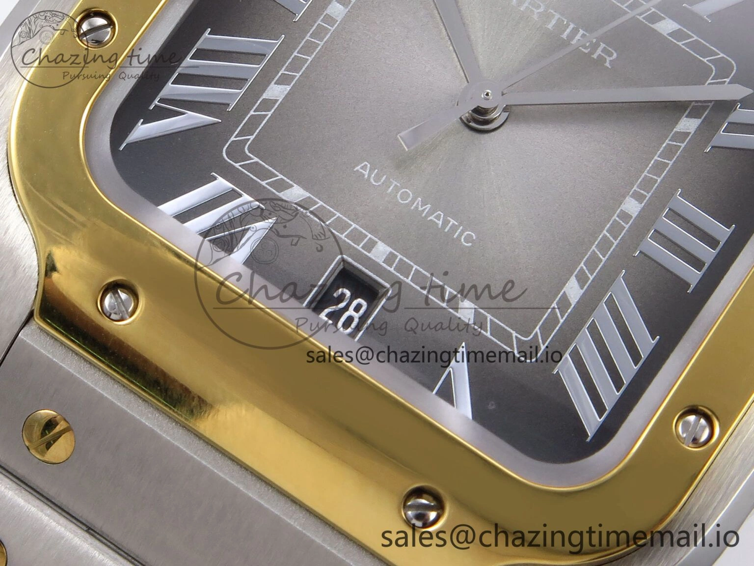 UrbanStyle Santos de Cartier 40mm YG SS BVF 1:1 Best Edition Gray Dial on SS SmartLinks Bracelet MIYOTA 5867