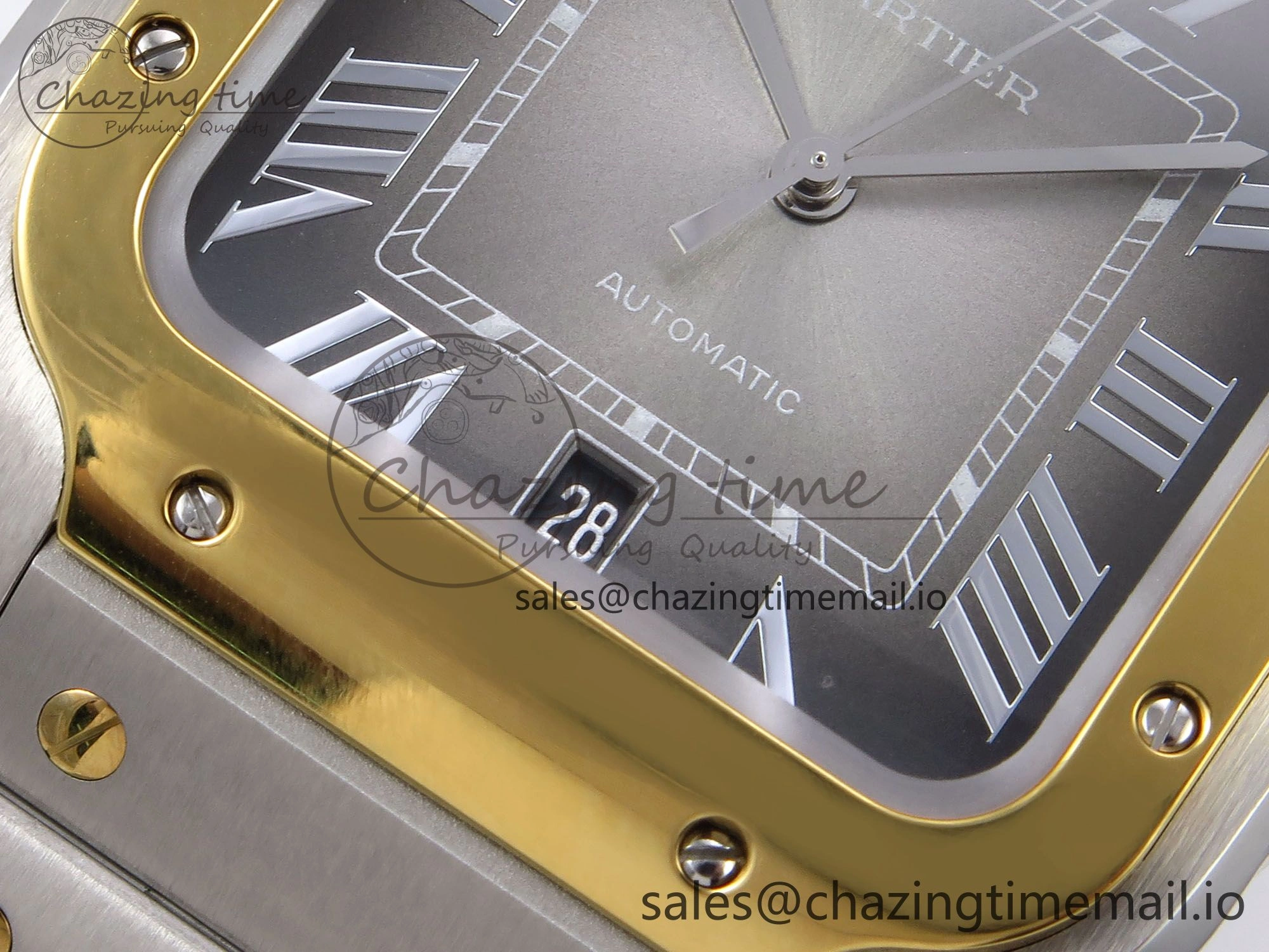 UrbanStyle Santos de Cartier 40mm YG SS BVF 1:1 Best Edition Gray Dial on SS SmartLinks Bracelet MIYOTA 5867