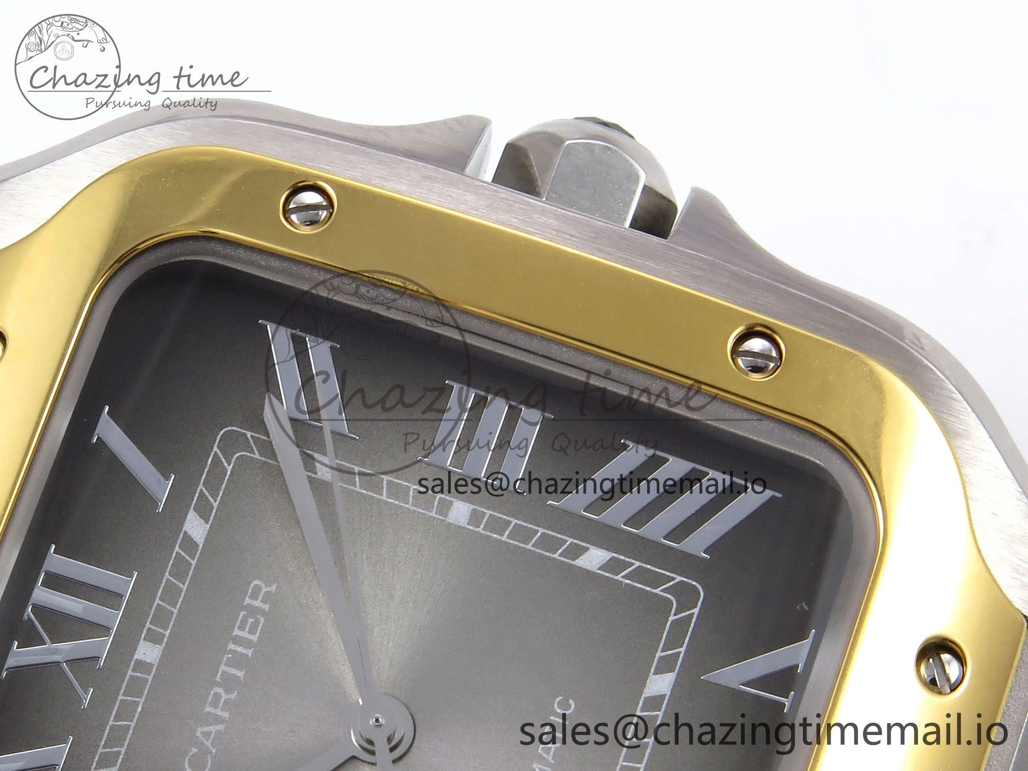 UrbanStyle Santos de Cartier 40mm YG SS BVF 1:1 Best Edition Gray Dial on SS SmartLinks Bracelet MIYOTA 5867