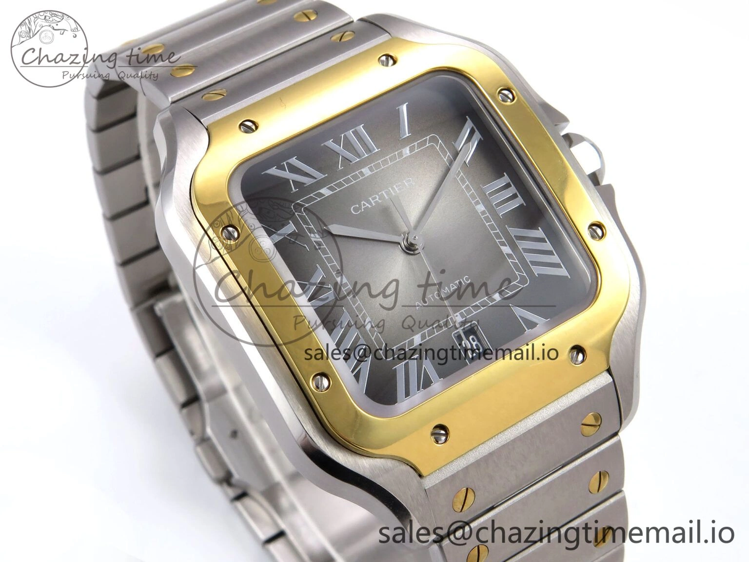 UrbanStyle Santos de Cartier 40mm YG SS BVF 1:1 Best Edition Gray Dial on SS SmartLinks Bracelet MIYOTA 5867