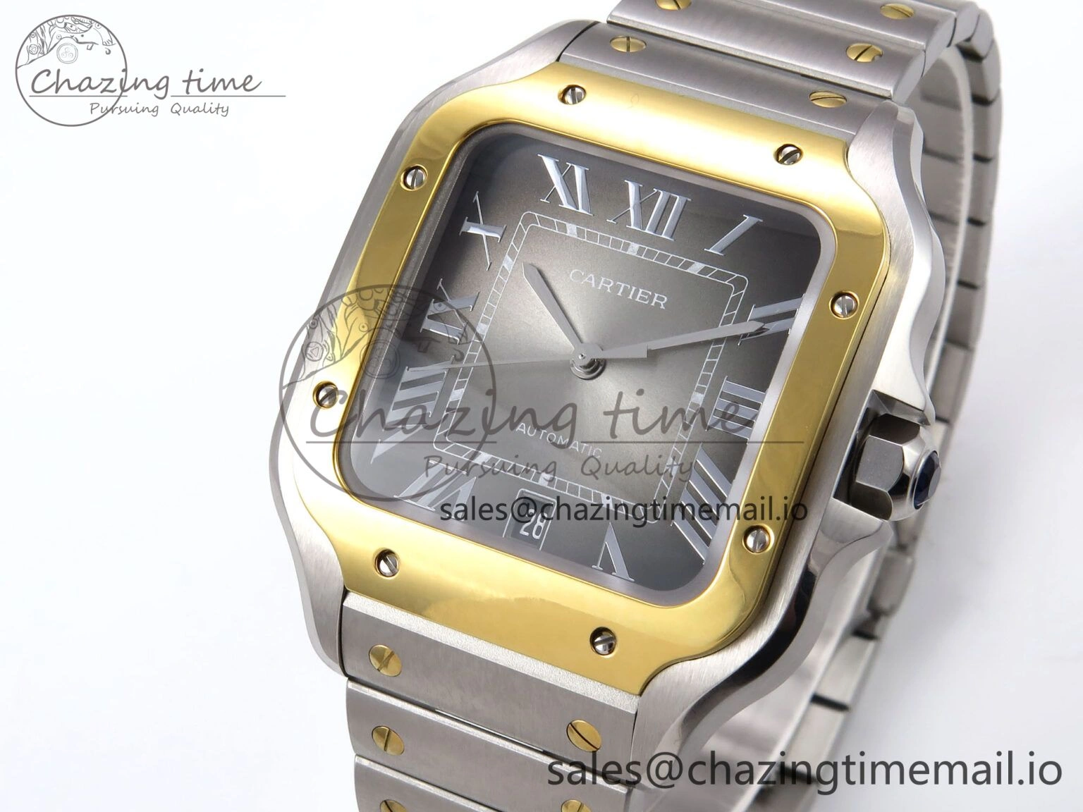 UrbanStyle Santos de Cartier 40mm YG SS BVF 1:1 Best Edition Gray Dial on SS SmartLinks Bracelet MIYOTA 5867