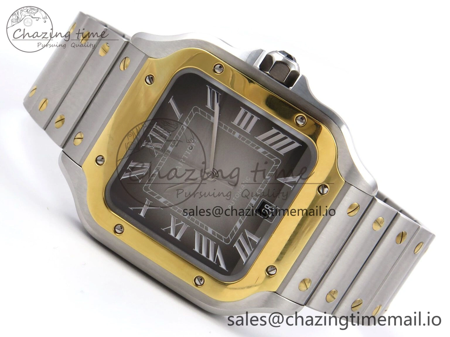 UrbanStyle Santos de Cartier 40mm YG SS BVF 1:1 Best Edition Gray Dial on SS SmartLinks Bracelet MIYOTA 5867