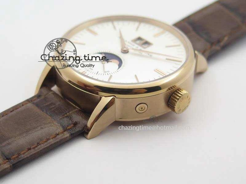 Modern Saxonia 384.032 Moon Phase RG GF Maker Best Edition White Dial On Brown Leather Strap AL 4192