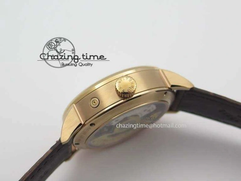 Modern Saxonia 384.032 Moon Phase RG GF Maker Best Edition White Dial On Brown Leather Strap AL 4192