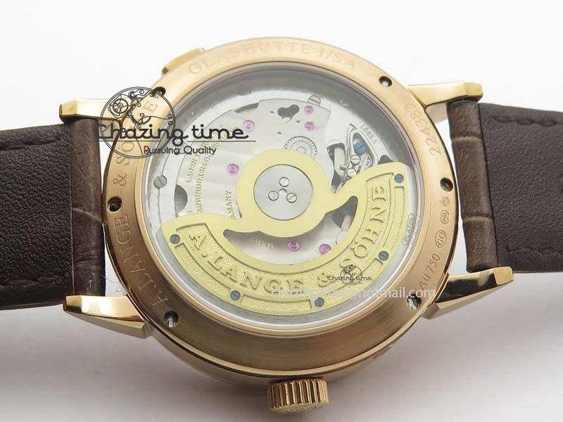 Modern Saxonia 384.032 Moon Phase RG GF Maker Best Edition White Dial On Brown Leather Strap AL 4192