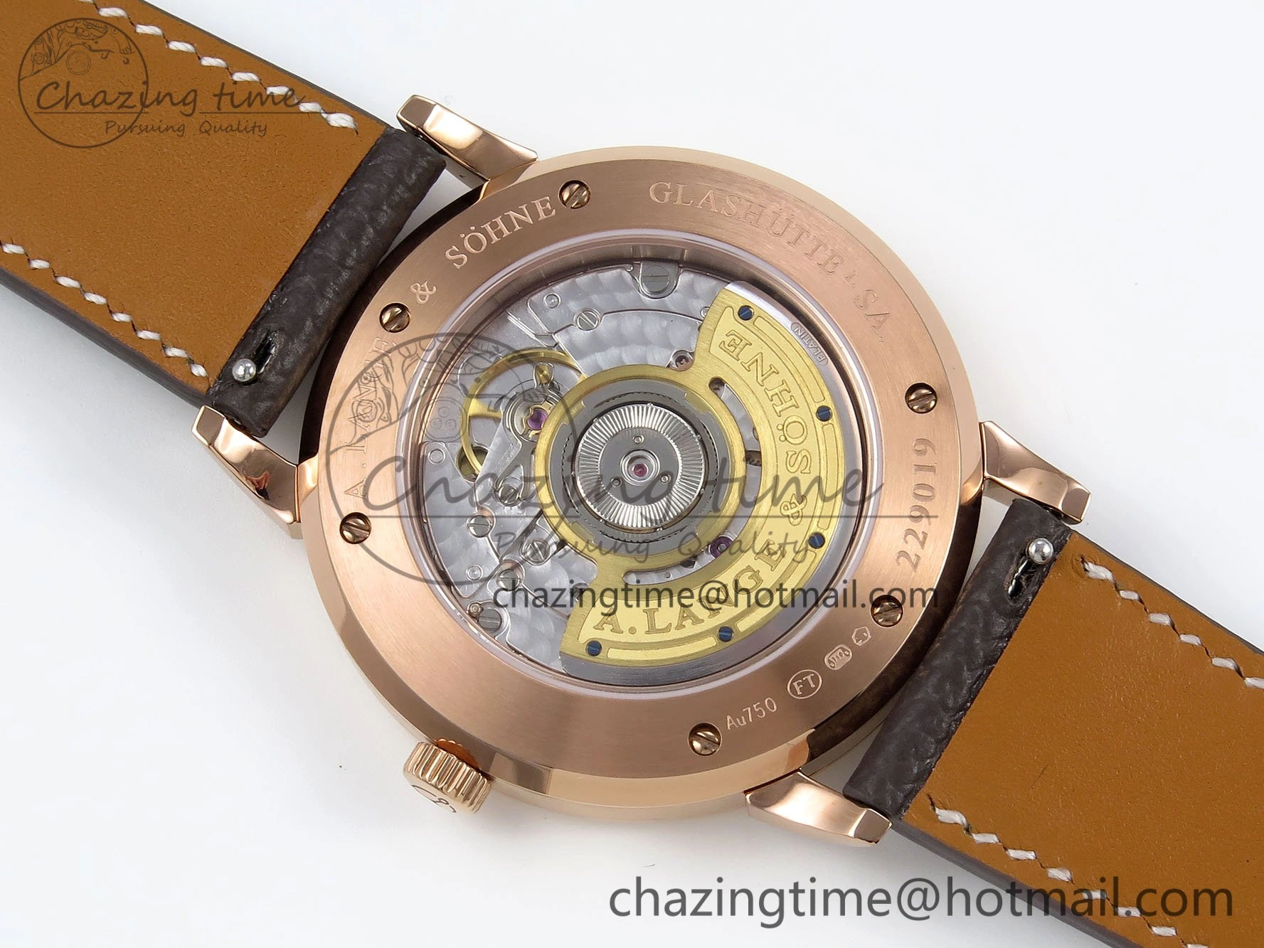 Saxonia Thin RG F8F Edition Green Dial on Brown Leather Strap A23J Refined 4159
