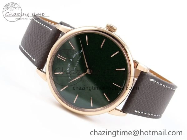 Saxonia Thin RG F8F Edition Green Dial on Brown Leather Strap A23J Refined 4159