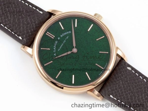 Saxonia Thin RG F8F Edition Green Dial on Brown Leather Strap A23J Refined 4159