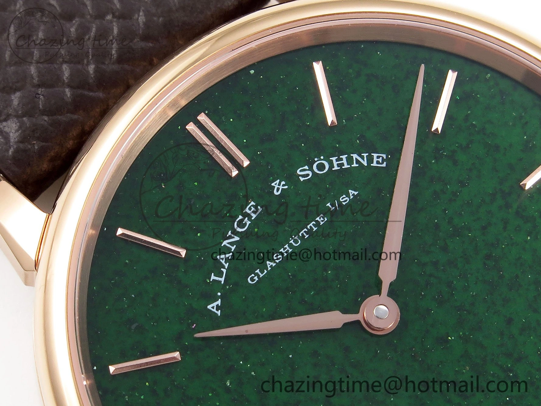 Saxonia Thin RG F8F Edition Green Dial on Brown Leather Strap A23J Refined 4159
