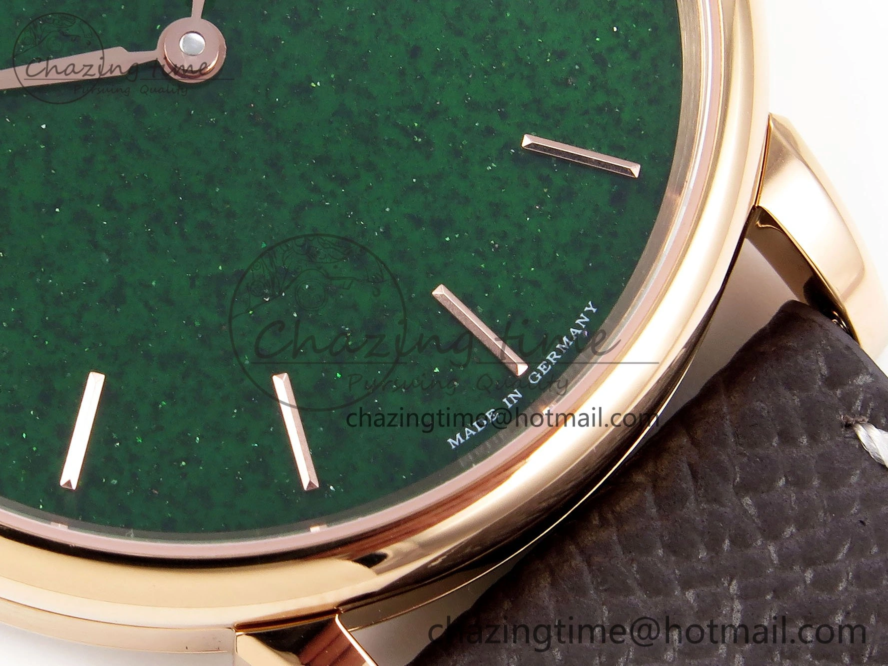 Saxonia Thin RG F8F Edition Green Dial on Brown Leather Strap A23J Refined 4159