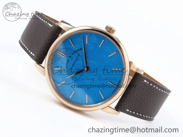 Sustainable Saxonia Thin RG F8F Edition Tiffany Blue Dial on Brown Leather Strap A23J 4158