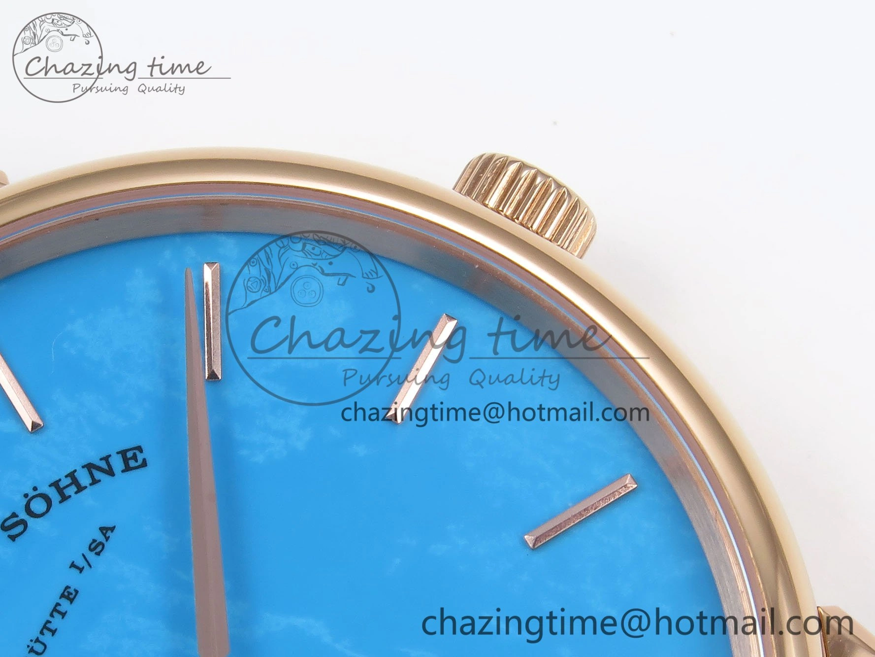 Sustainable Saxonia Thin RG F8F Edition Tiffany Blue Dial on Brown Leather Strap A23J 4158
