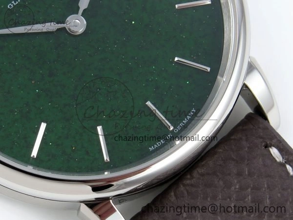 Saxonia Thin SS F8F Edition Green Dial on Brown Leather Strap A23J Minimalist 4162