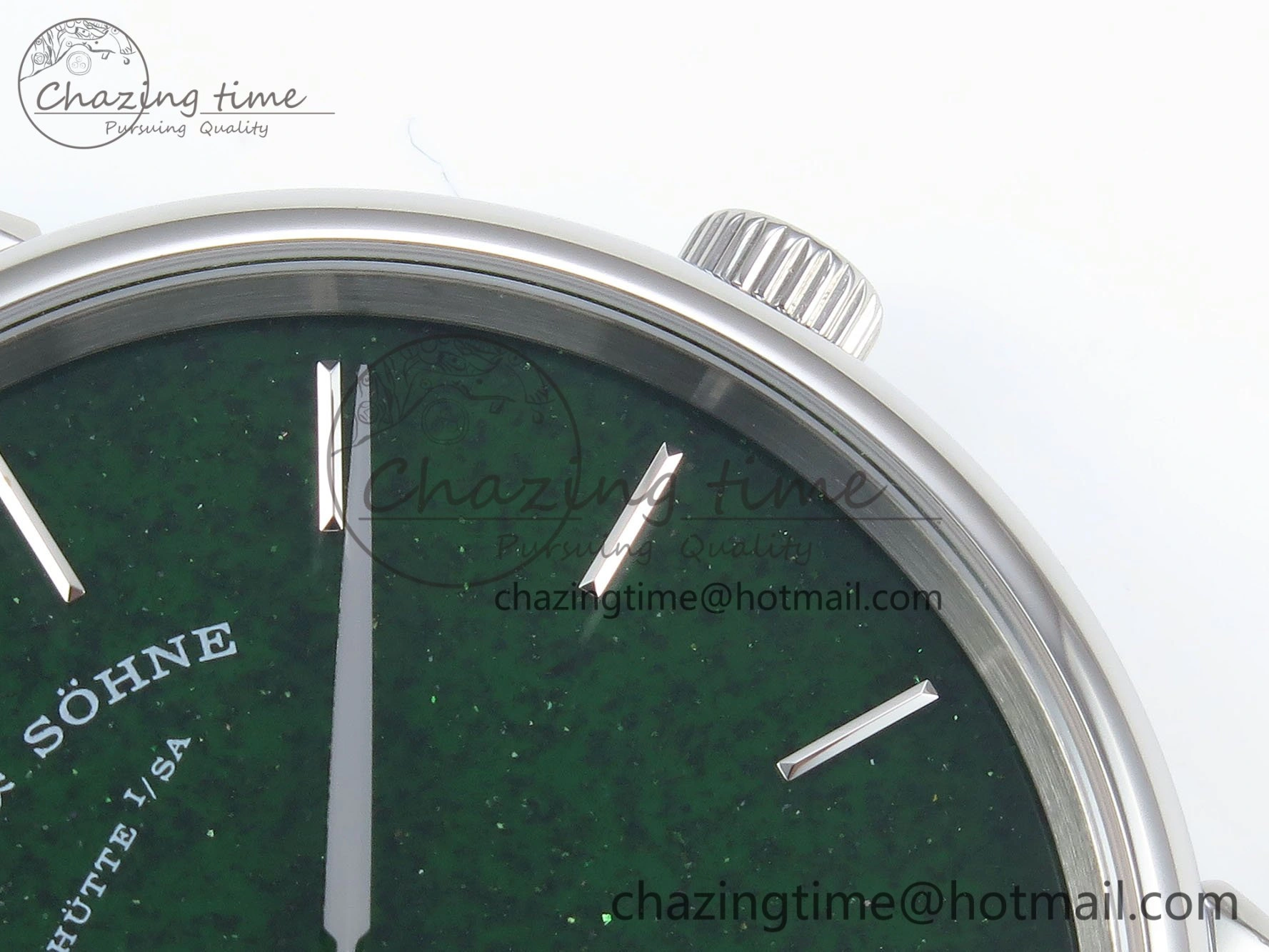 Saxonia Thin SS F8F Edition Green Dial on Brown Leather Strap A23J Minimalist 4162