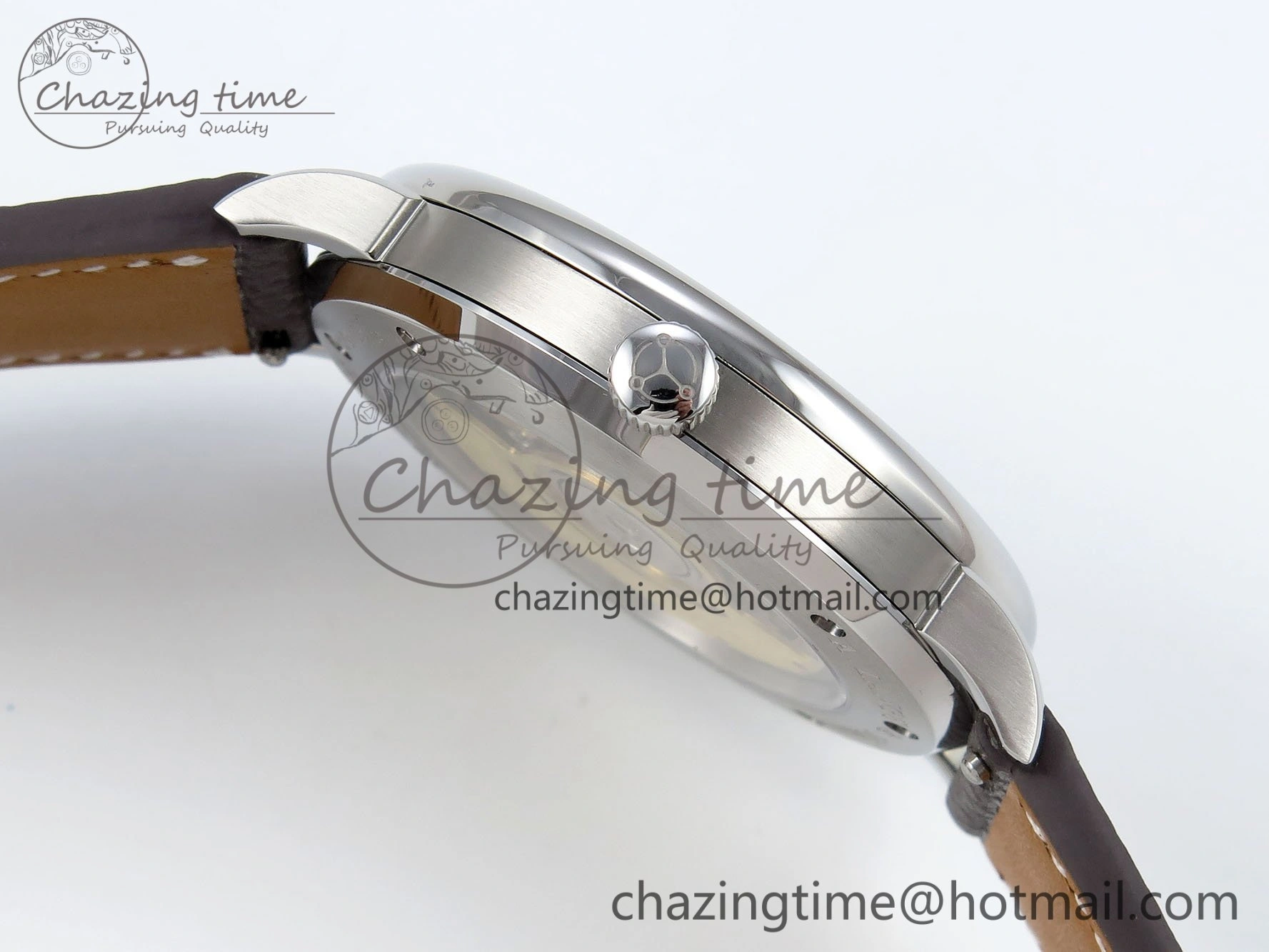 Sustainable Saxonia Thin SS F8F Edition Green Textured Dial on Brown Leather Strap A23J 4160