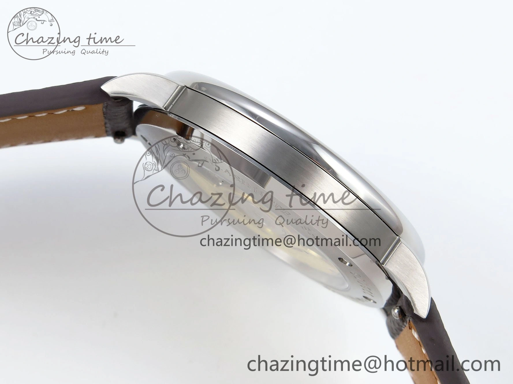 Sustainable Saxonia Thin SS F8F Edition Green Textured Dial on Brown Leather Strap A23J 4160
