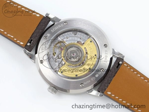 Sustainable Saxonia Thin SS F8F Edition Green Textured Dial on Brown Leather Strap A23J 4160