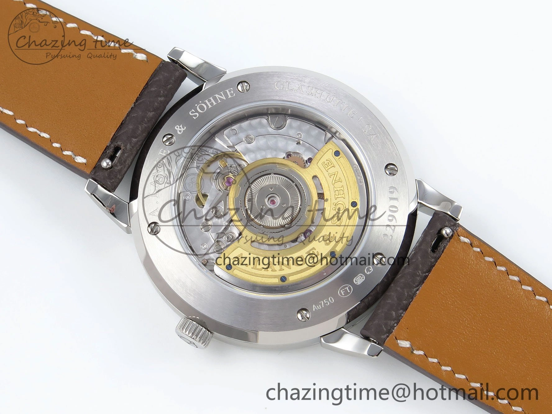 Sustainable Saxonia Thin SS F8F Edition Green Textured Dial on Brown Leather Strap A23J 4160