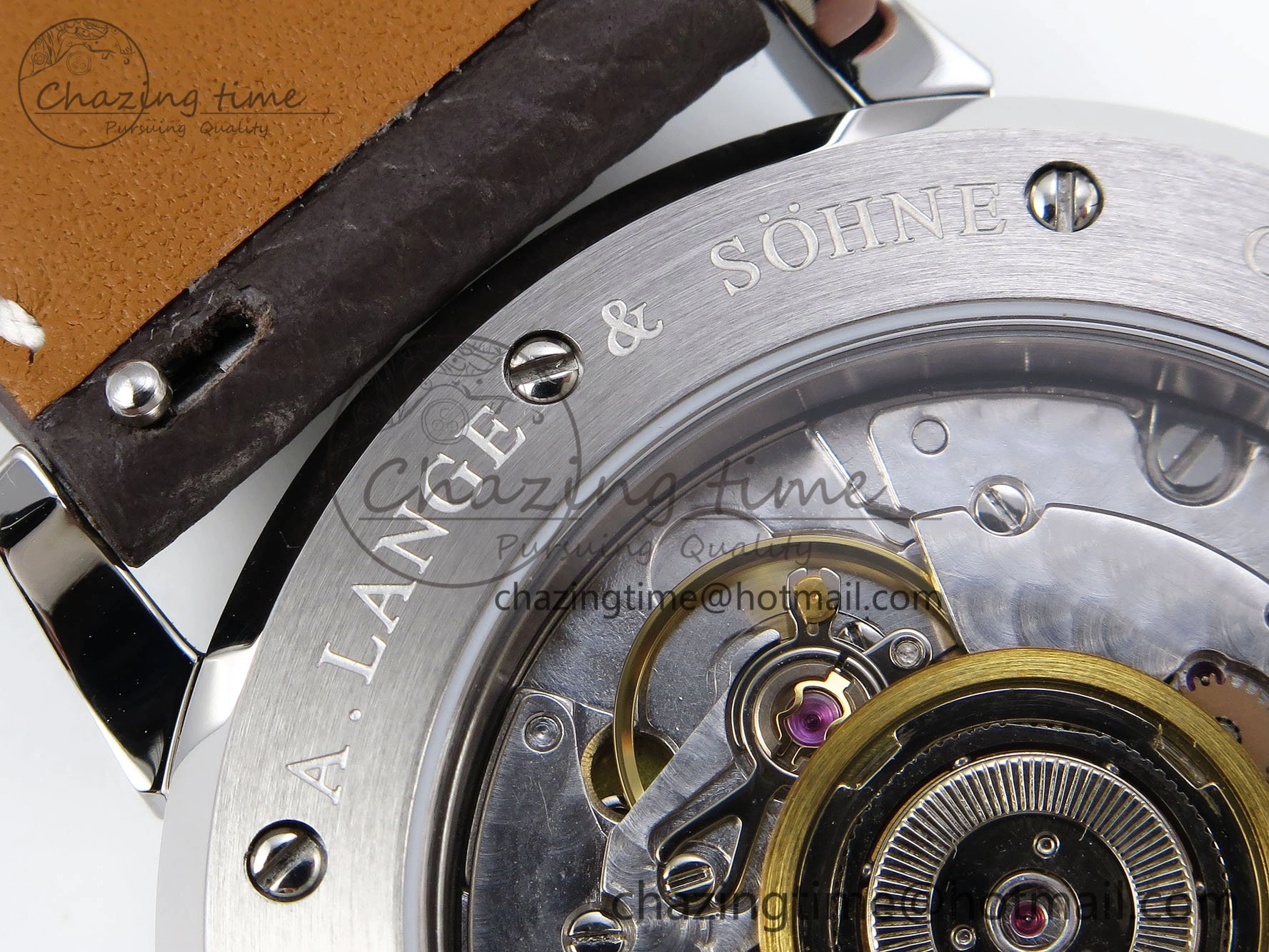 Sustainable Saxonia Thin SS F8F Edition Green Textured Dial on Brown Leather Strap A23J 4160