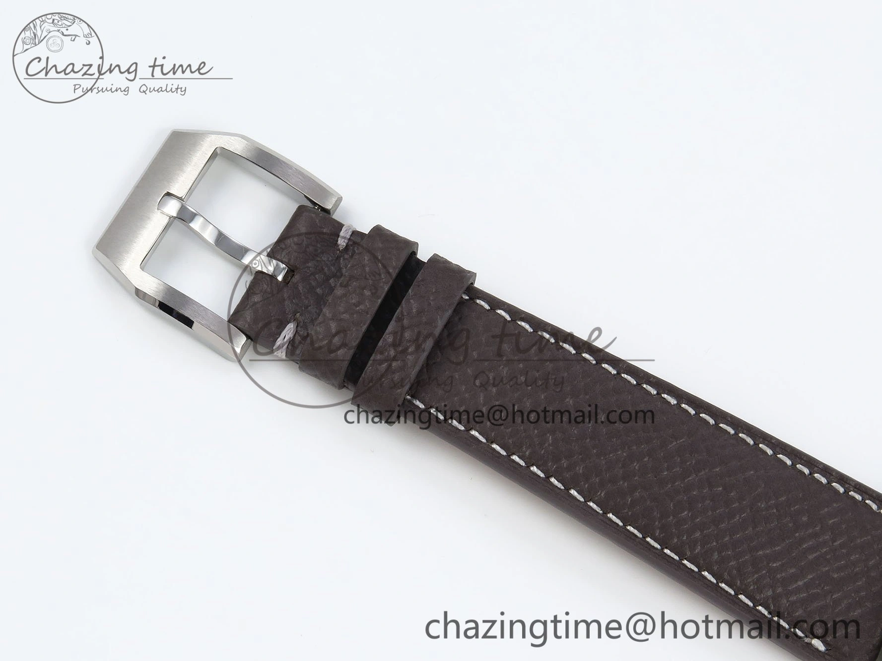 Sustainable Saxonia Thin SS F8F Edition Green Textured Dial on Brown Leather Strap A23J 4160