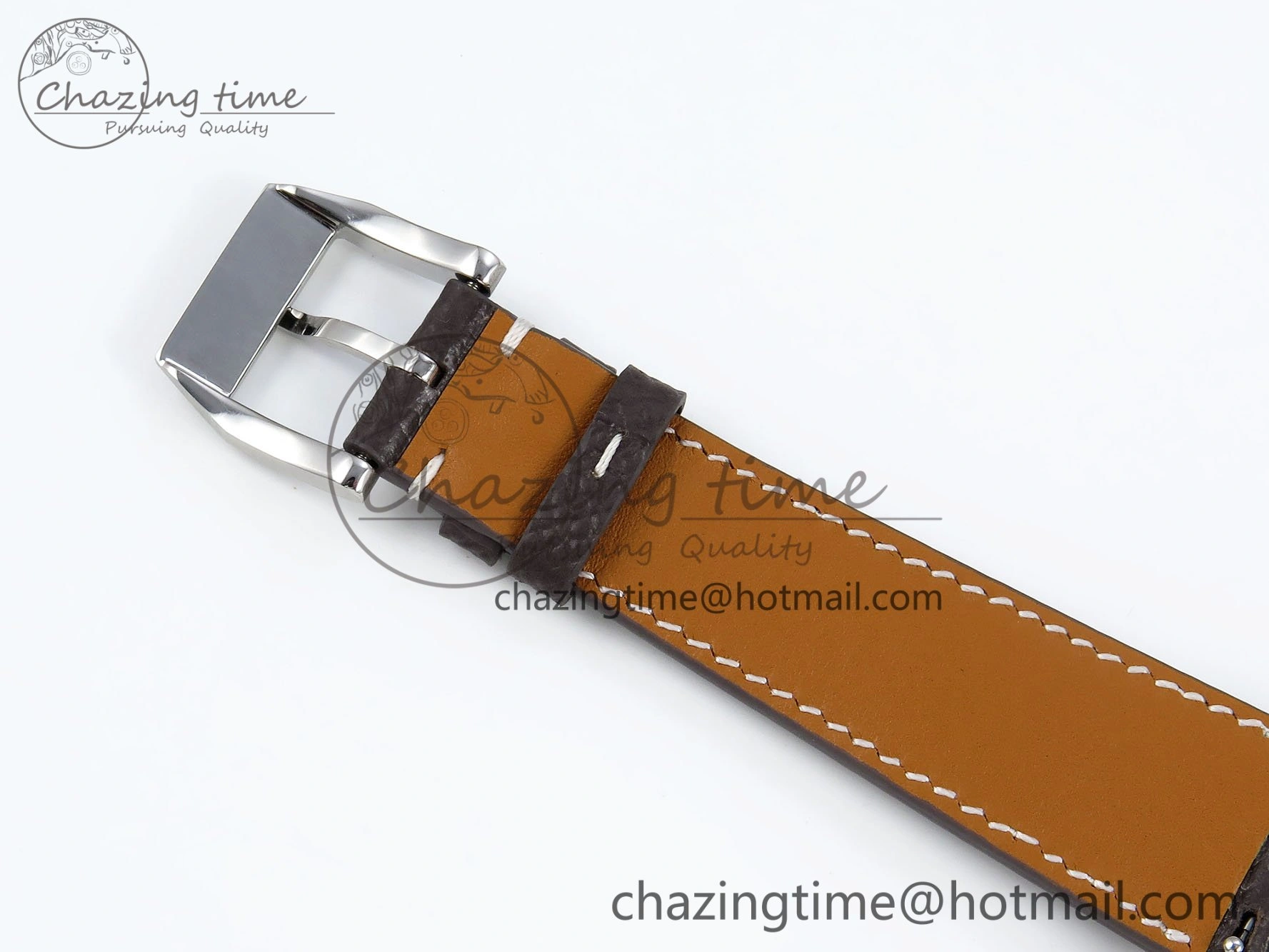 Sustainable Saxonia Thin SS F8F Edition Green Textured Dial on Brown Leather Strap A23J 4160
