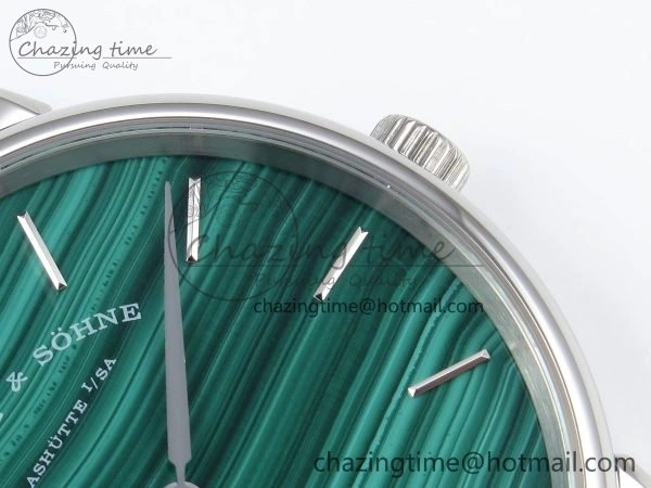 Sustainable Saxonia Thin SS F8F Edition Green Textured Dial on Brown Leather Strap A23J 4160