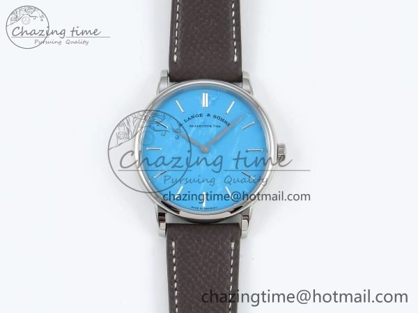 Durable Saxonia Thin SS F8F Edition Tiffany Blue Dial on Brown Leather Strap A23J 4161
